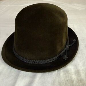 Vintage Borsalino Grand Prix Paris 1900 Green Velour Felt Traveler Derby Hat 5